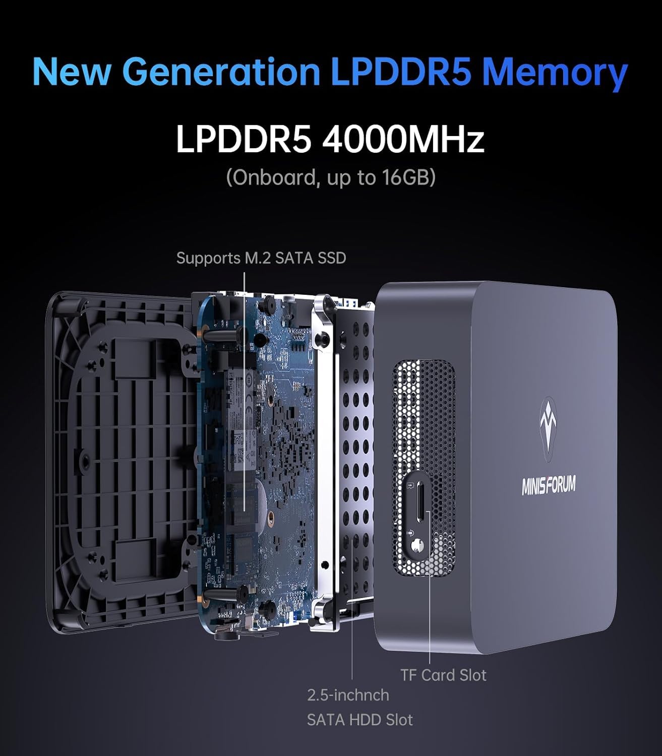 Mini PC Minis Forum UN305, Intel Core i3-N305 3.8 GHz, RAM 8GB